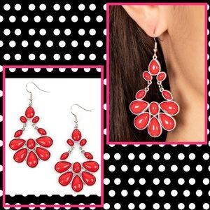 2/$10 Paparazzi Colorfully Canopy - Red Earrings